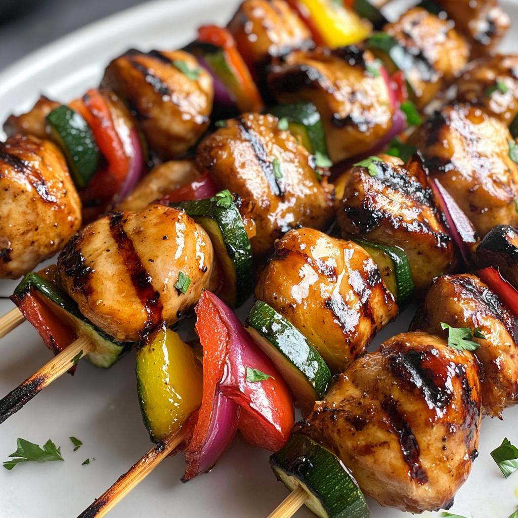 Honey Soy Glazed Chicken Skewers with Grilled Vegetables