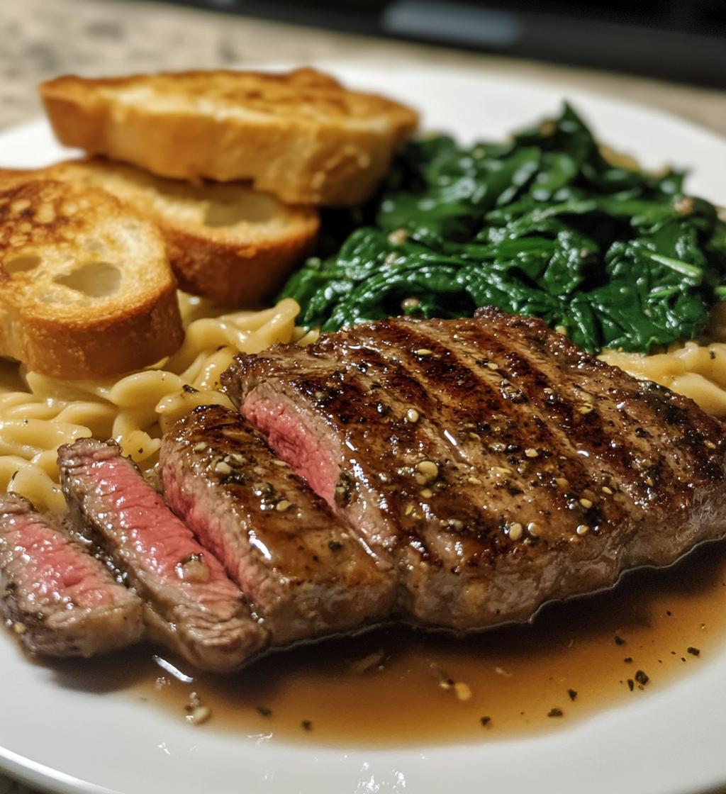 30-Minute Honey Garlic Steak with Rotini Bread & Spinach – Irresistible Flavor!
