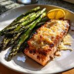 Irresistibly Crispy Parmesan Salmon Bake with Roasted Asparagus
