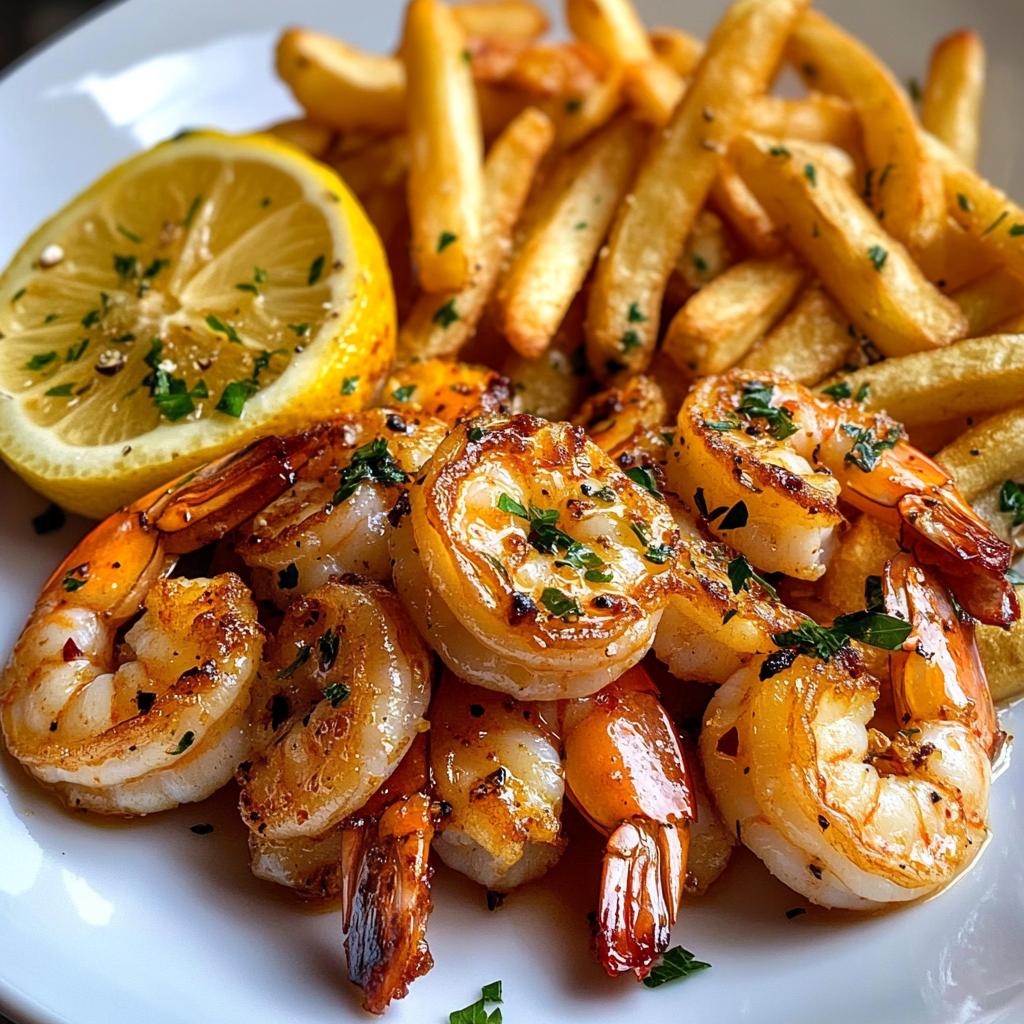 Lemon Garlic Shrimp with Crispy Fries in 20 Minutes
