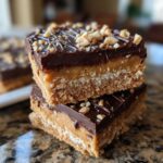 No-bake peanut butter bars, creamy, crunchy, and easy to prepare.