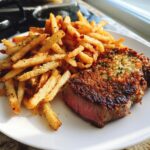 Parmesan Crusted Steak with Garlic Fries