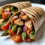 Quick & Easy Healthy Bruschetta Chicken Wraps with Grilled Asparagus