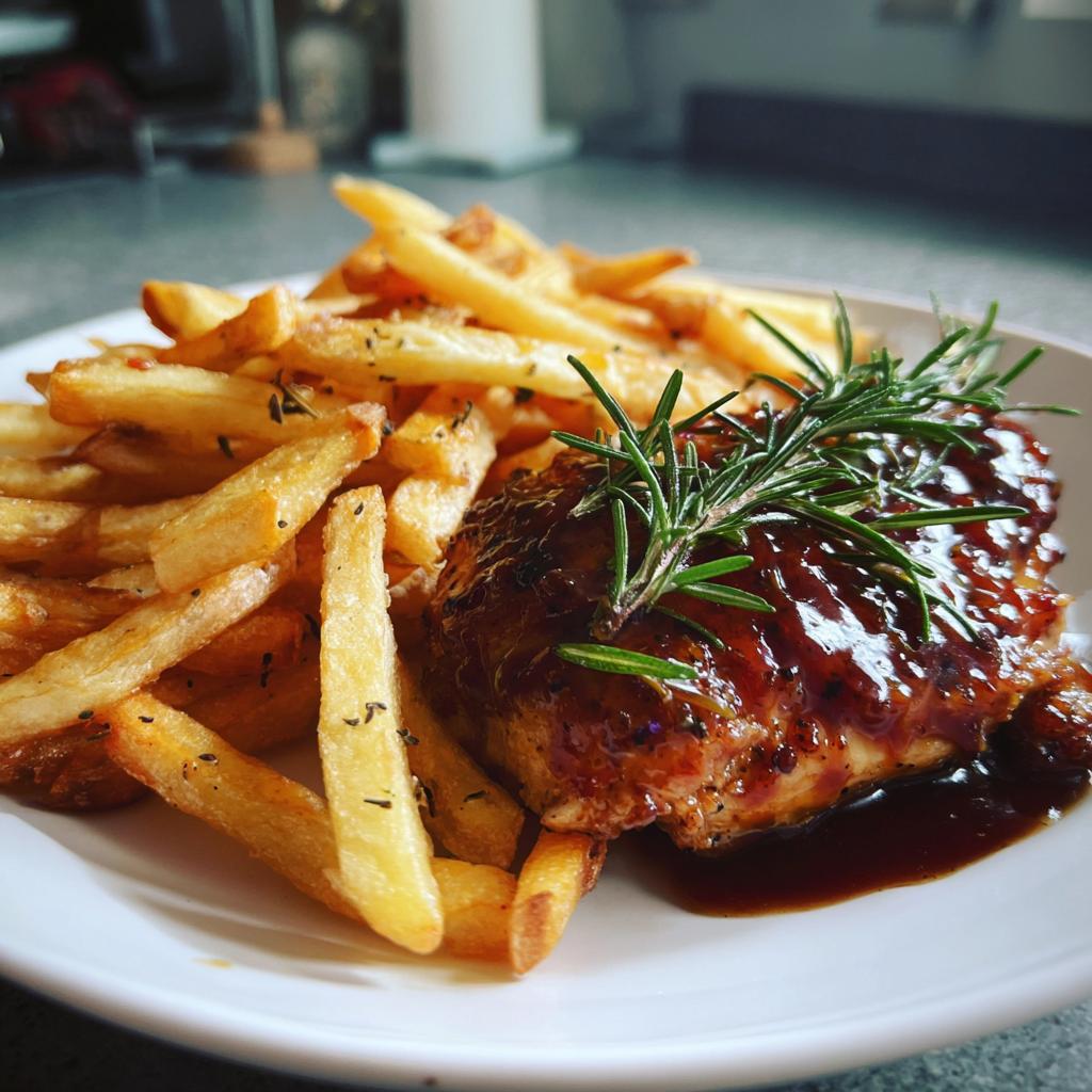 Rosemary Apple Cider Chicken with Crispy Fries