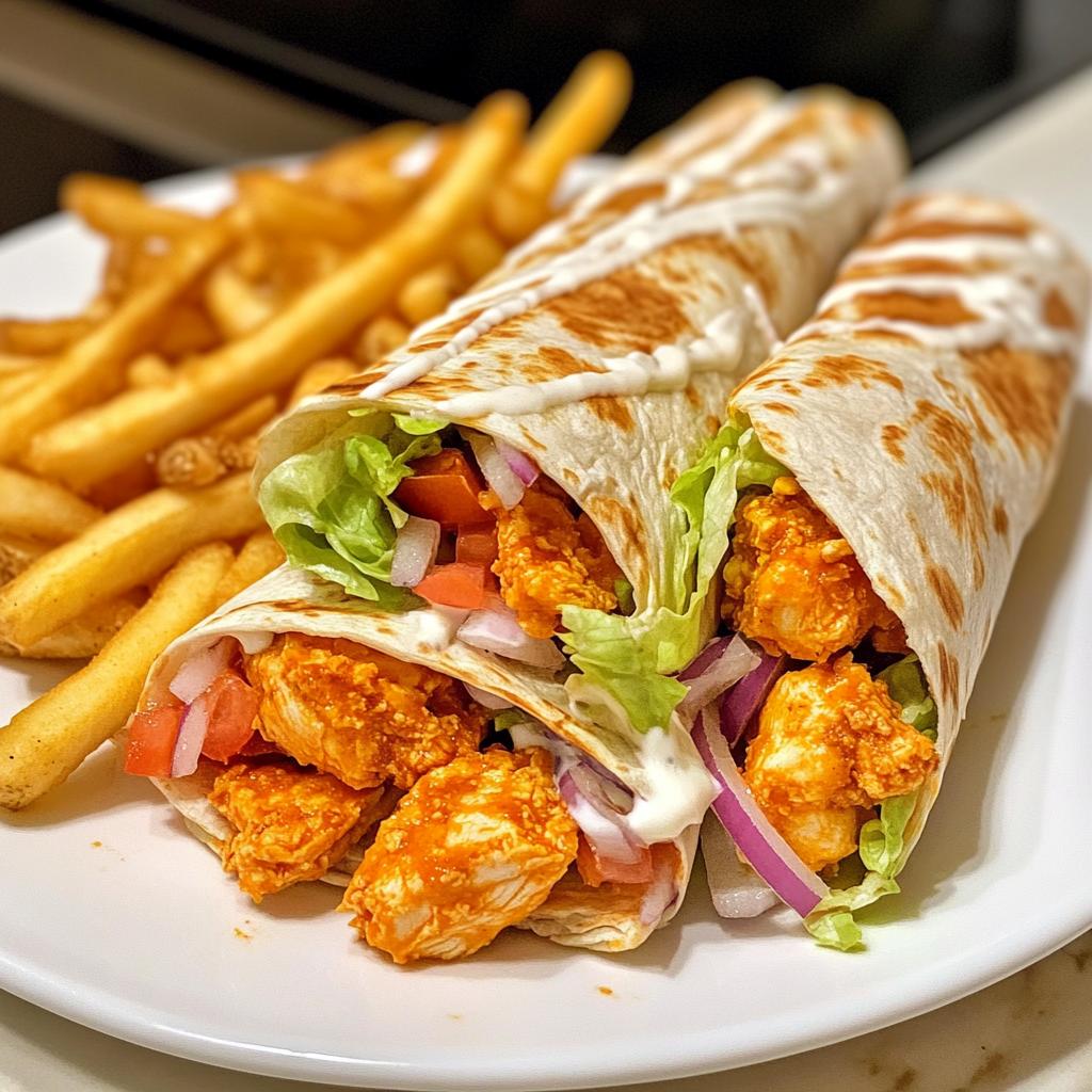 Spicy Buffalo Chicken Wraps with Golden Fries