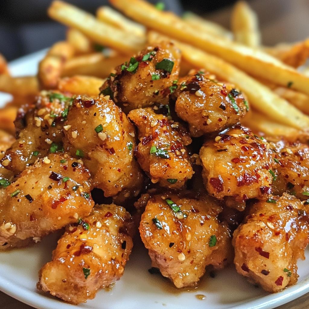 Spicy Garlic Chicken Bites with Golden Fries