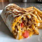 Taco Melts: Homemade Taco Bell Beefy Melt Burrito Copycat with Golden Fries