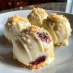 White chocolate & raspberry cheesecake balls