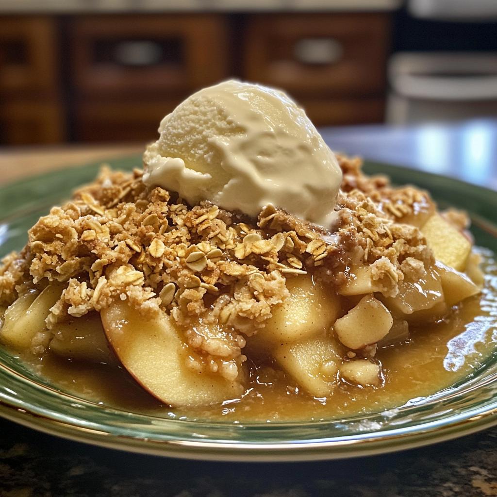 Apple Crisp with Vanilla Ice Cream