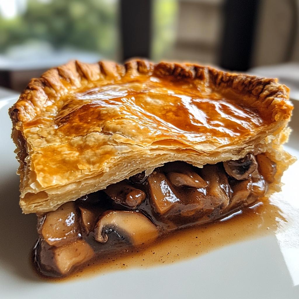 Beef and Mushroom Pie with golden flaky crust