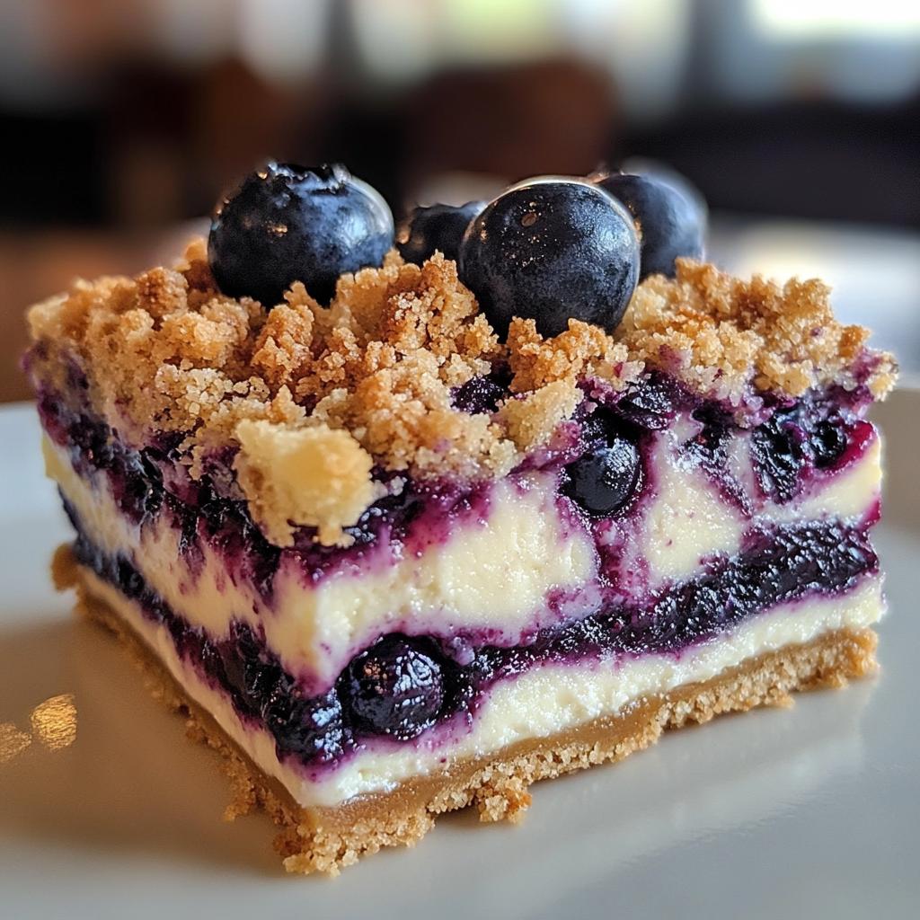 Blueberry Crumble Cheesecake Bars