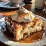 Caramel Bread Pudding with vanilla cream