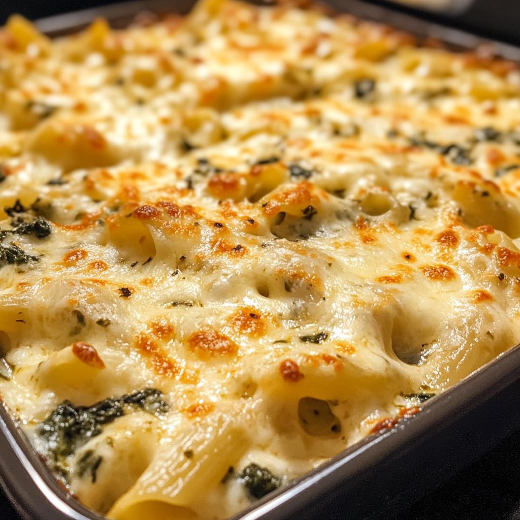 5-Star Cheesy Spinach Artichoke Pasta Bake