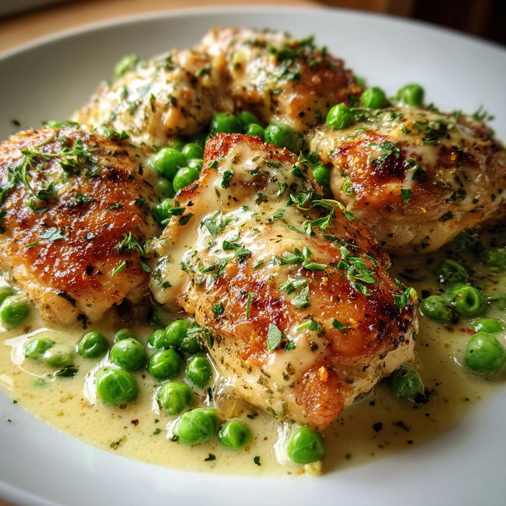Creamy Garlic Chicken and Peas
