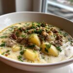 Creamy potato and minced meat soup