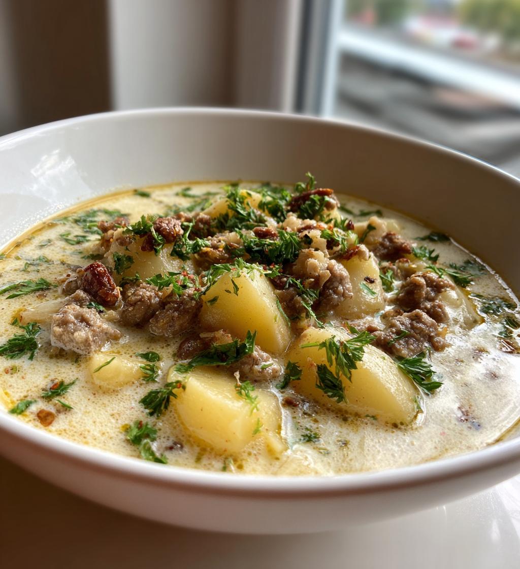 Creamy Potato & Meat Soup Delight in 30 Mins