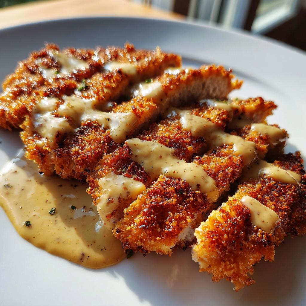 Crispy chicken in a creamy Dijon mustard sauce