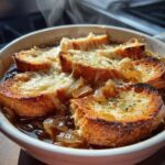 French Onion Soup with cheesy toasted baguette