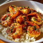 Garlic Herb Butter Shrimp with lemon rice pilaf