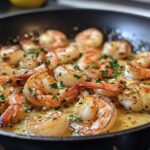 Garlic Lemon Butter Shrimp Skillet with parsley