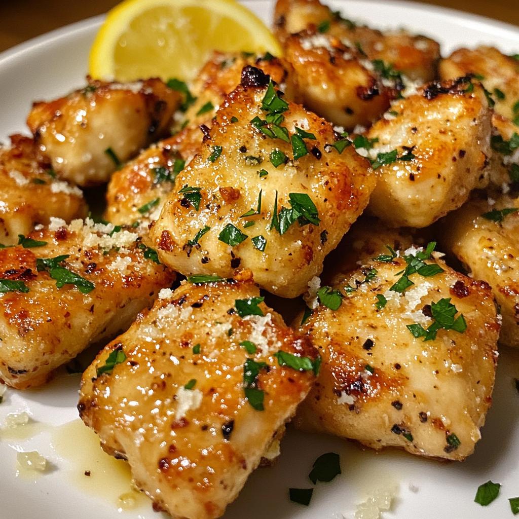Garlic butter chicken bites with lemon parmesan