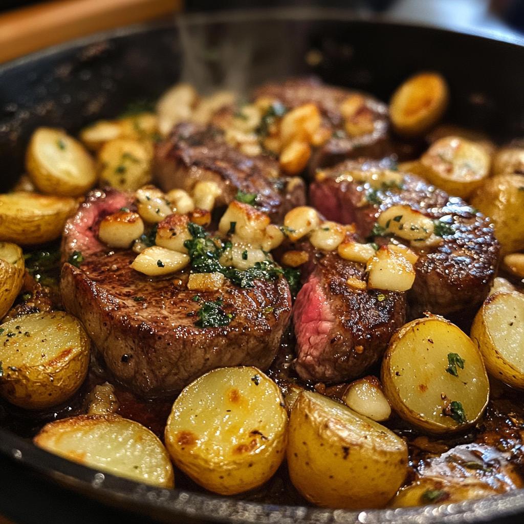 Juicy Garlic Butter Steak & Potato Pan in 30 Min
