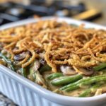 Green bean casserole with crispy onions