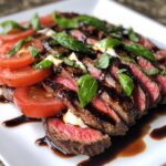 Grilled flank steak caprese with balsamic dressing