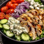 Here is the recipe for the Greek chicken salad with tzatziki!