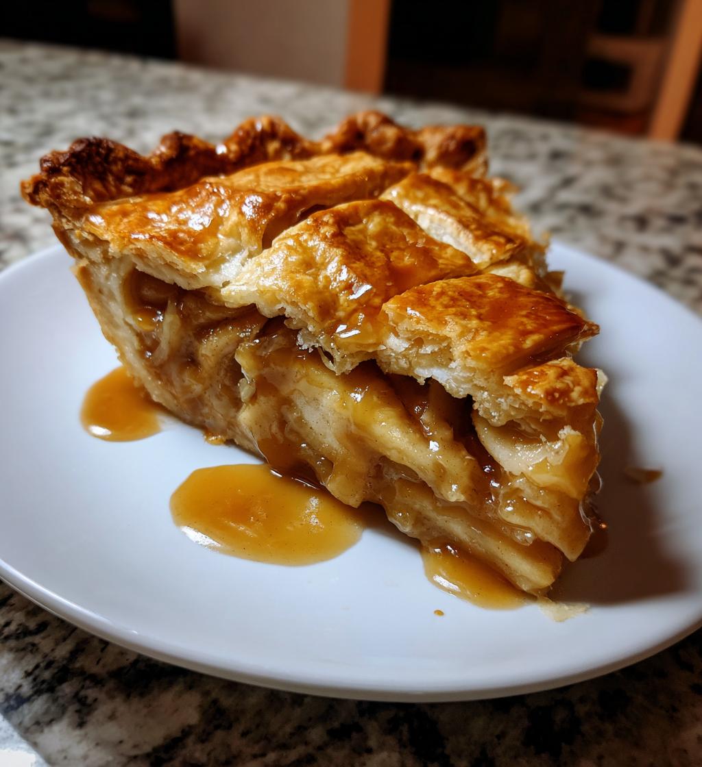 Homemade Apple Pie with caramel drizzle