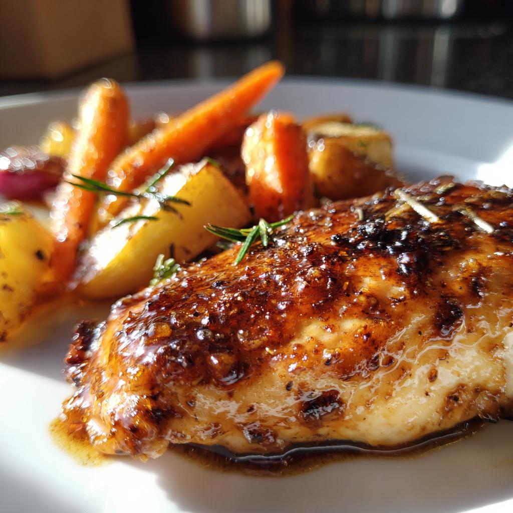 Maple glazed chicken with roasted root veggies fall dinner ideas