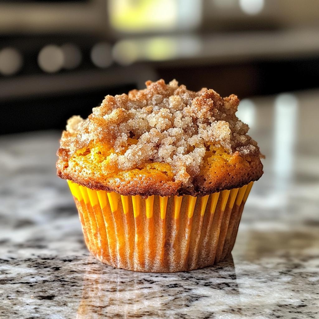 Moist pumpkin muffins with streusel topping