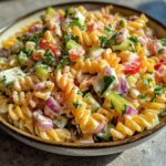 Pasta salad with yogurt dressing