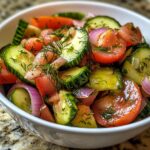 Pickled cucumber, onion and tomato salad