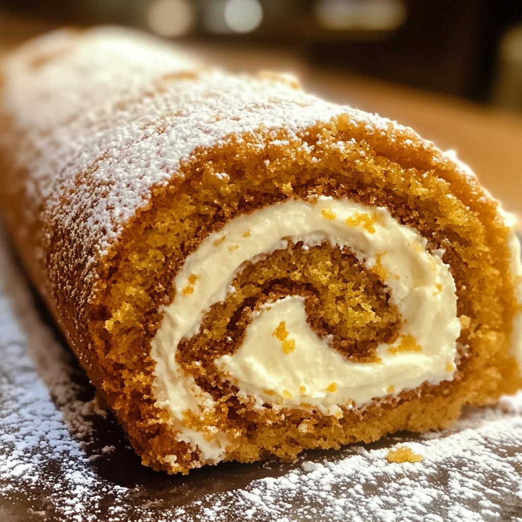 Pumpkin Roll Cake with Cream Cheese Filling
