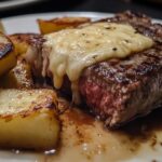 Ribeye Steak with Cheese and Potato Gratin
