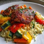 Smoked Paprika Chicken with roasted vegetables and herb couscous