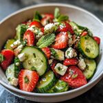 Strawberry cucumber salad with mint and feta