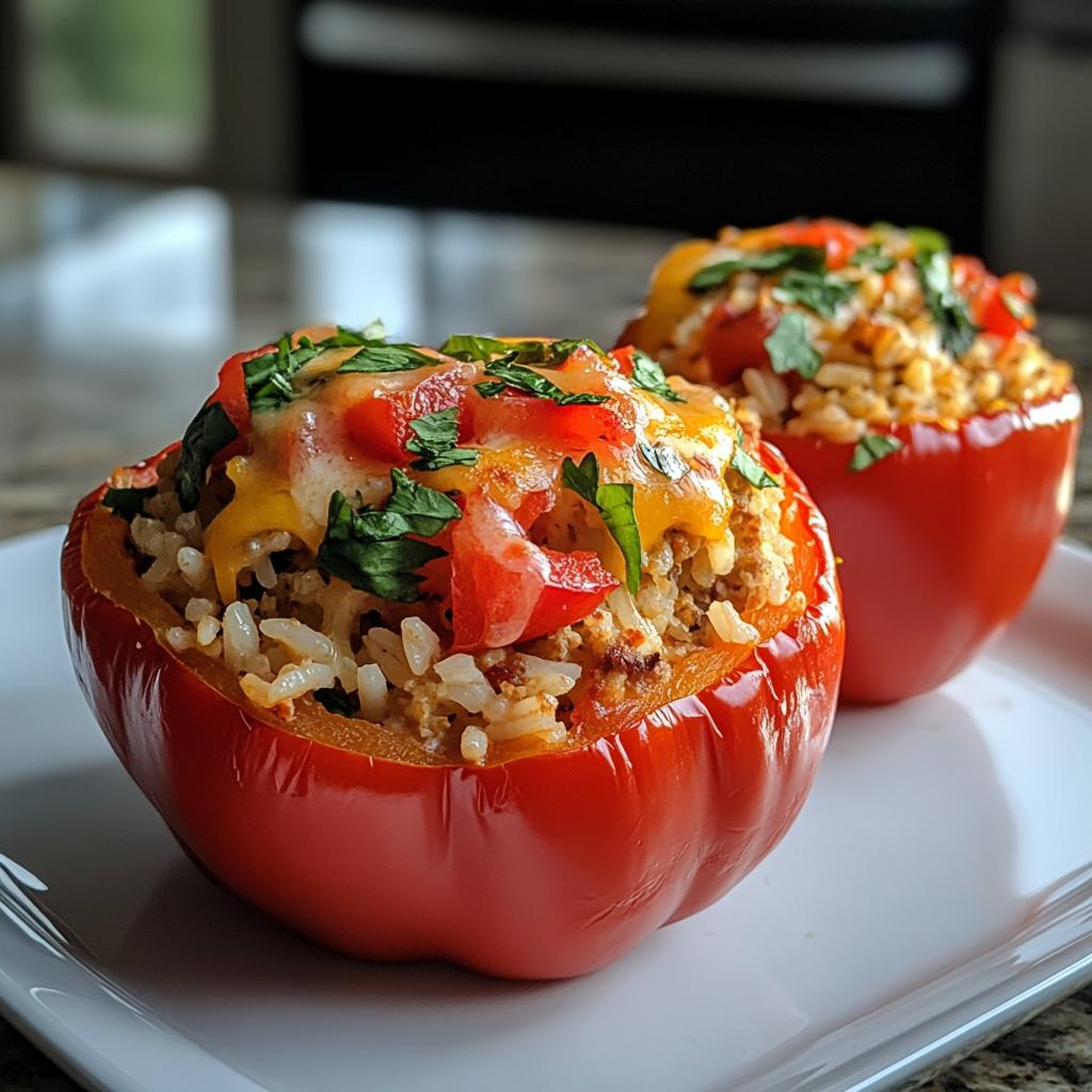 Stuffed Bell Peppers with Rice and Turkey