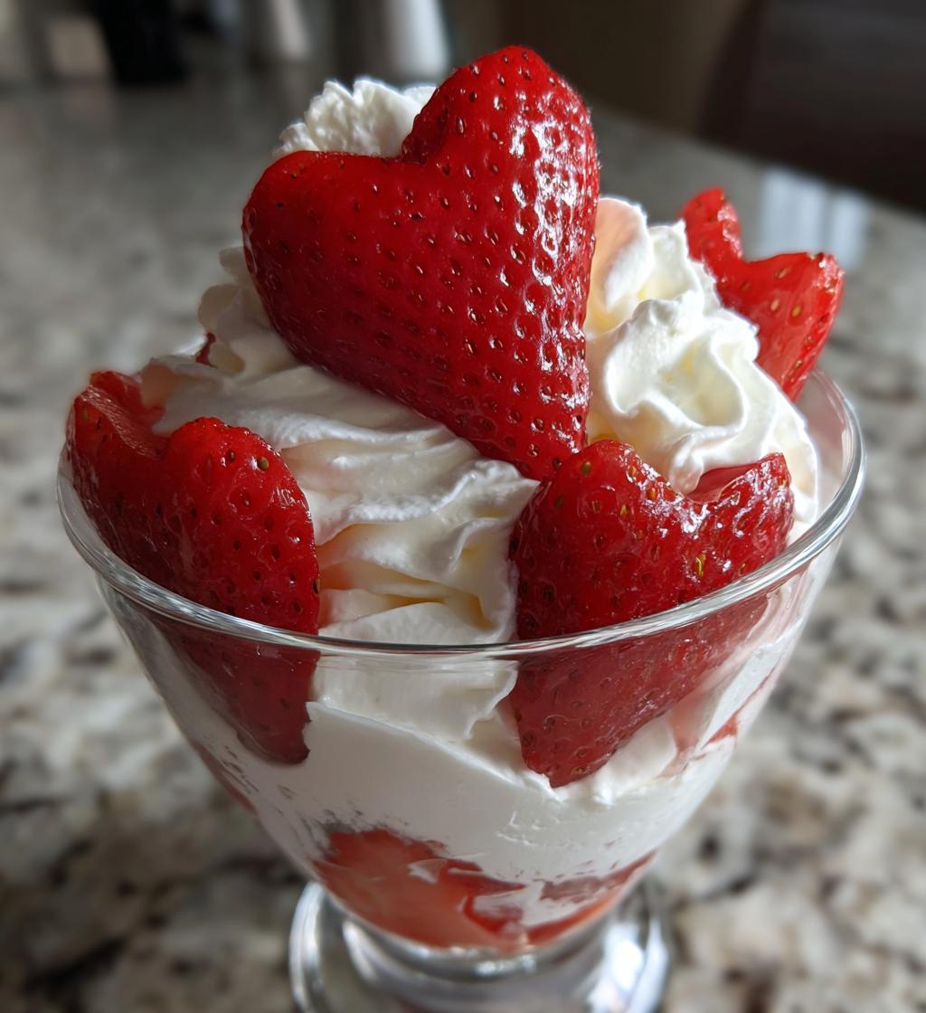 Strawberry heart dessert