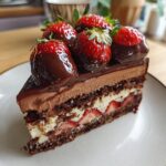 cake with chocolate covered strawberries