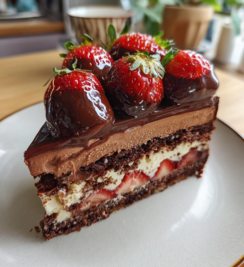 cake with chocolate covered strawberries