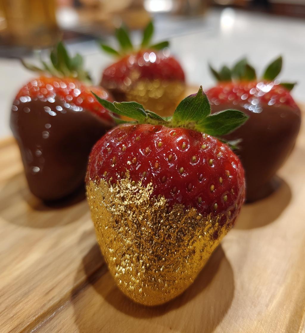 gold chocolate covered strawberries