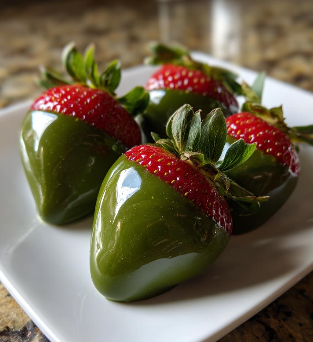 green chocolate covered strawberries