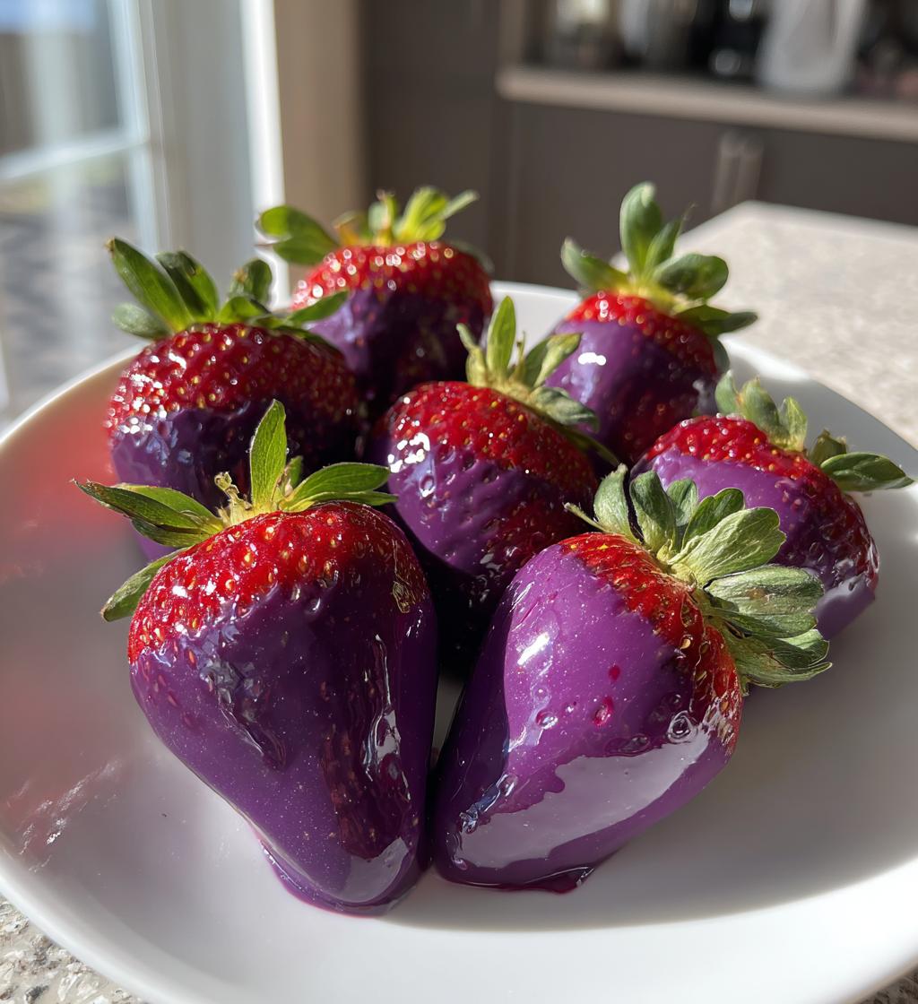 purple chocolate covered strawberries