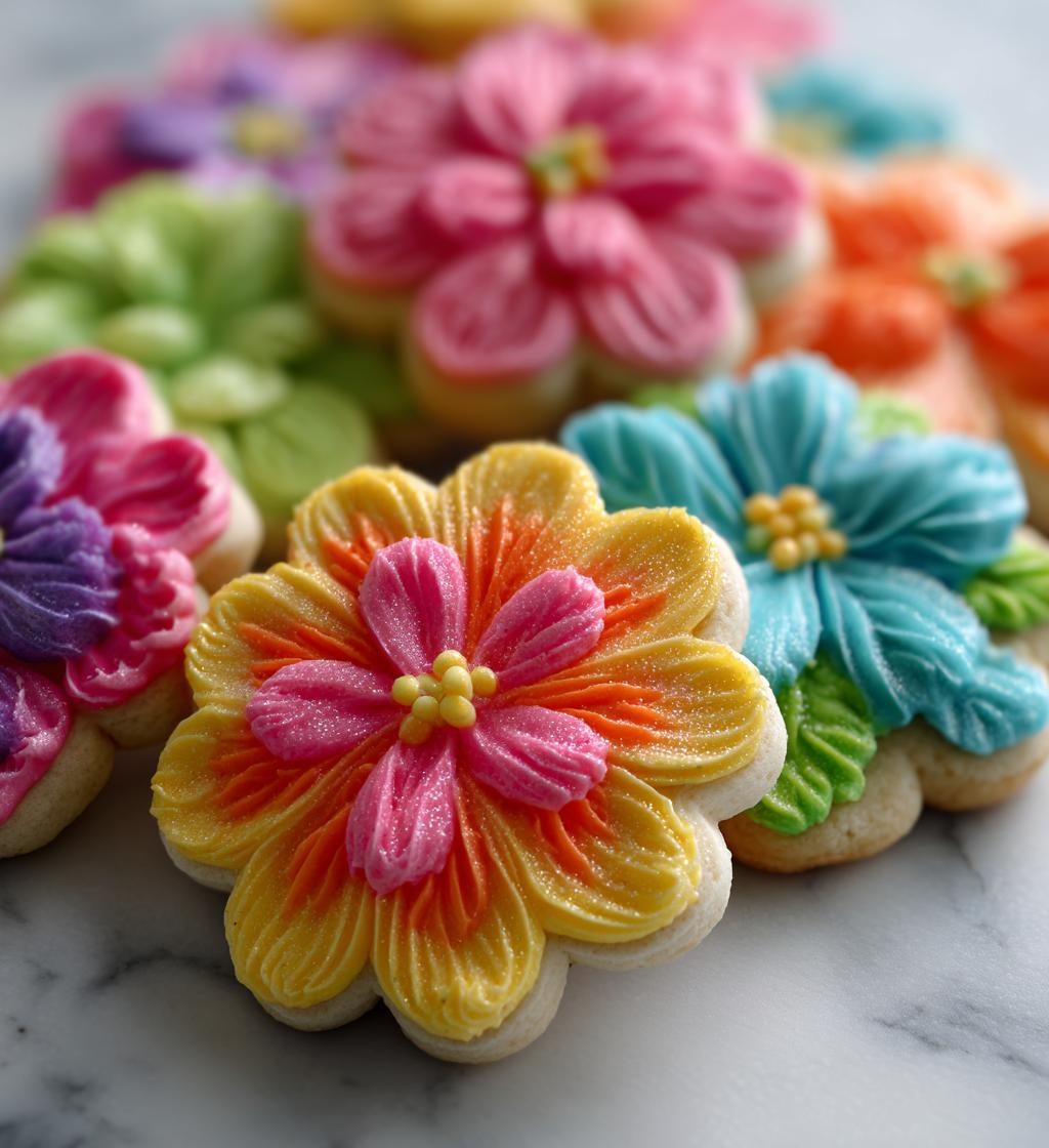 spring flower cookies decorated