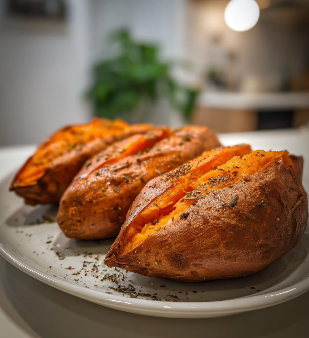 baked sweet potatoes in the oven