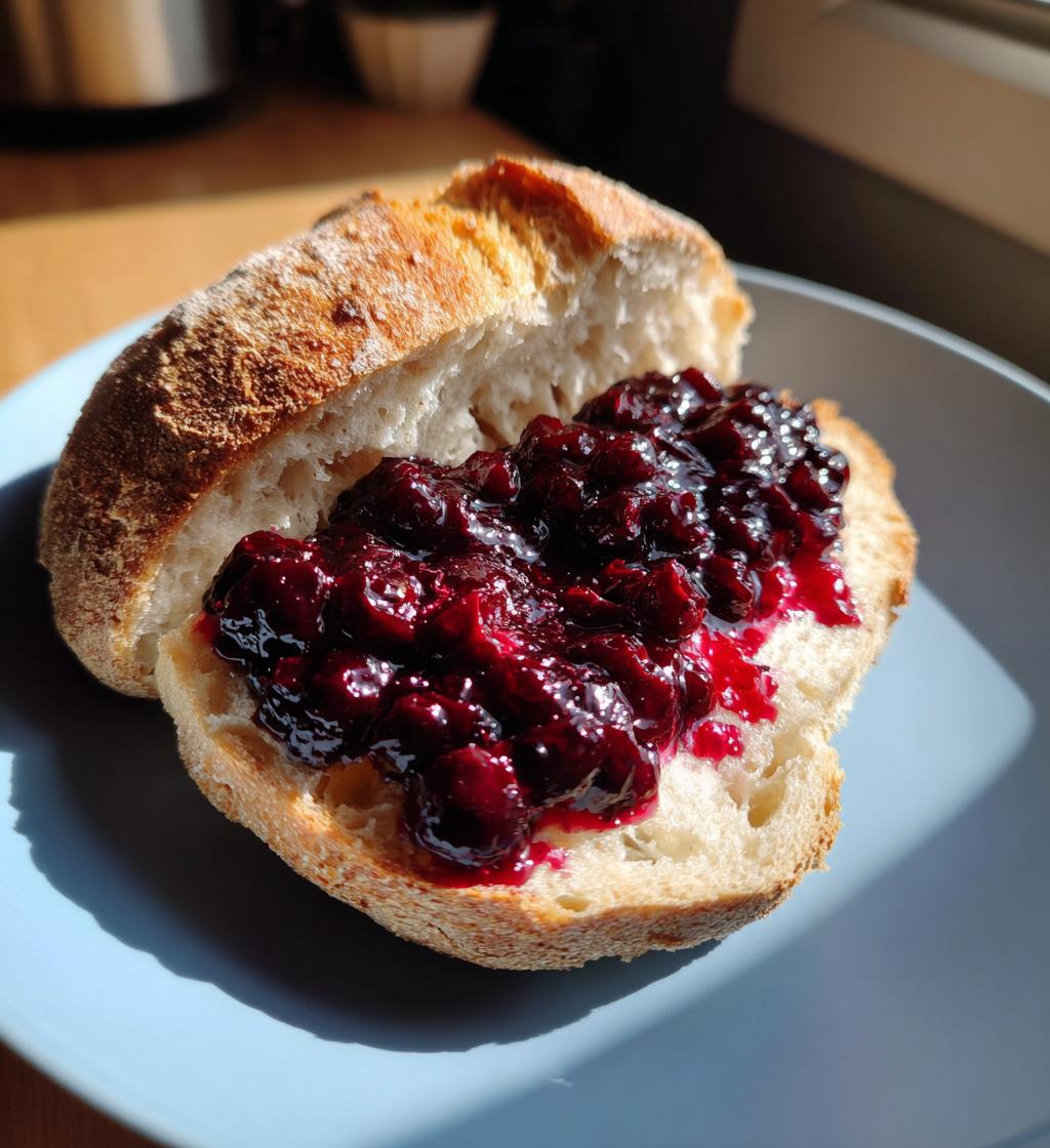 sourdough bread with blueberry jam