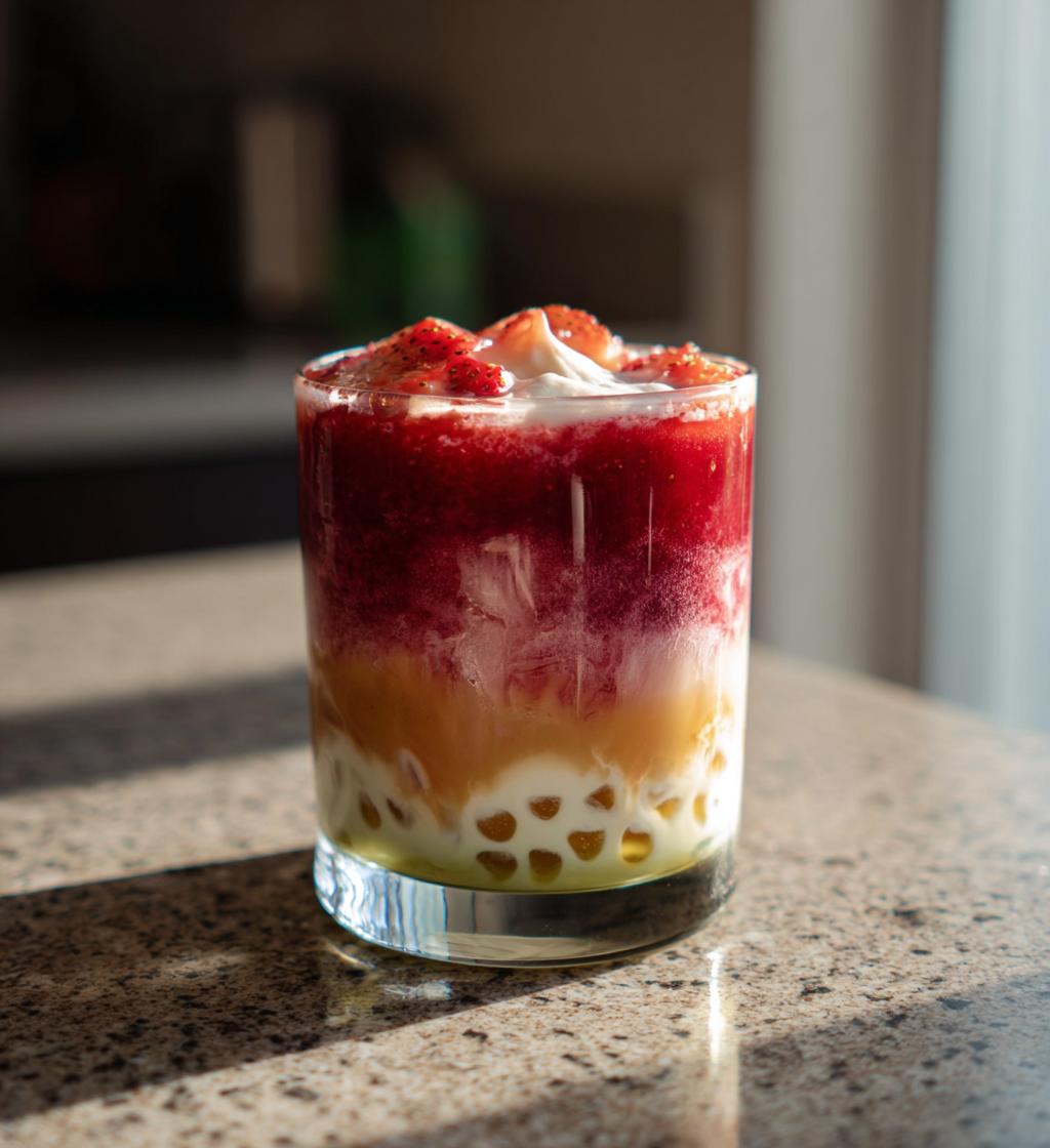 strawberry matcha latte boba