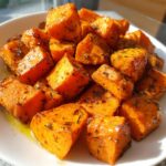 baked sweet potatoes in the oven cubed
